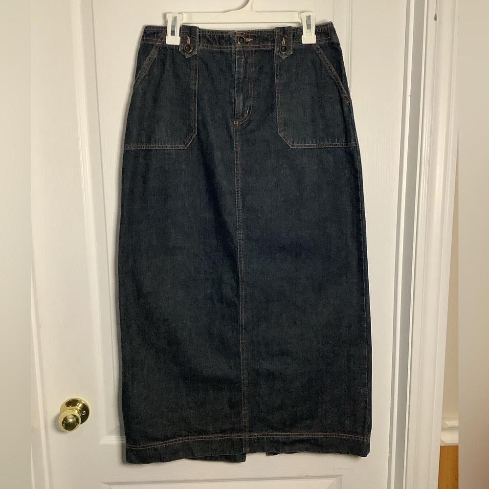 Northern Reflections denim maxi skirt with back cargo pockets